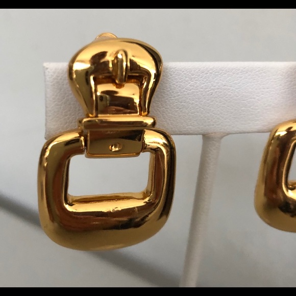 Vintage Carolee Buckle Clip Earrings - Picture 2 of 5